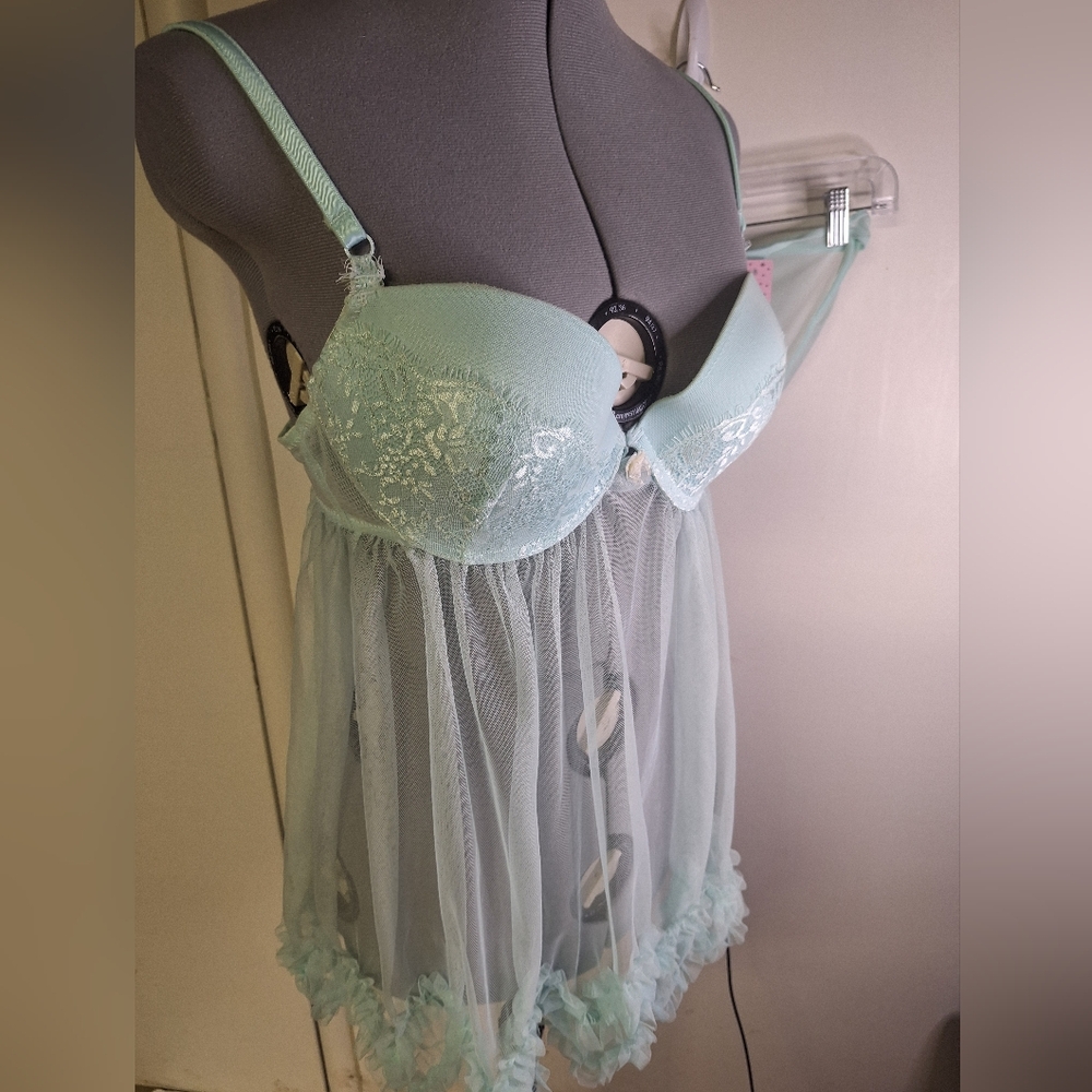 NWT Jezebel Mint Green Lace Chemise Set Size Large - Picture 6 of 7